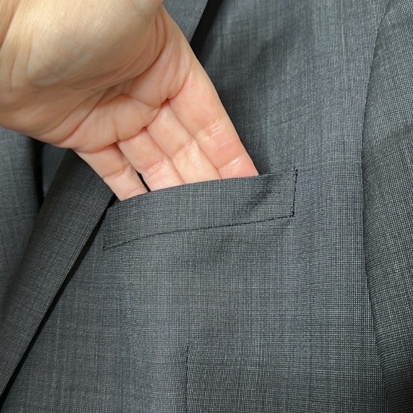 Macys Men’s Slim Fit Wool Suit Jacket Two Button Sportcoat Blazer Gray 42R - Picture 10 of 16